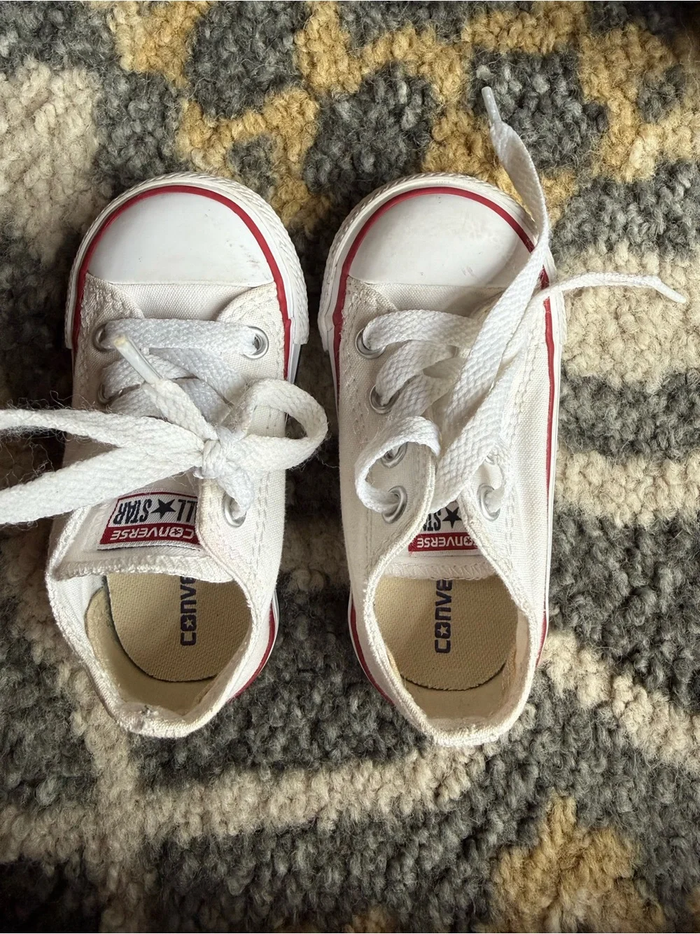 Converse Kids White Low-Top Sneakers with Red Trim